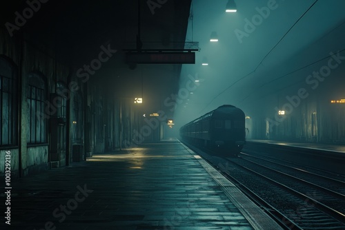 Fototapeta Naklejka Na Ścianę i Meble -  Infernal train station with, with copy space