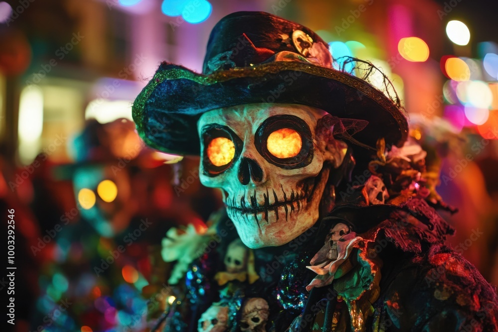 Macabre Halloween parade float, with copy space Macabre Halloween parade float, with copy space