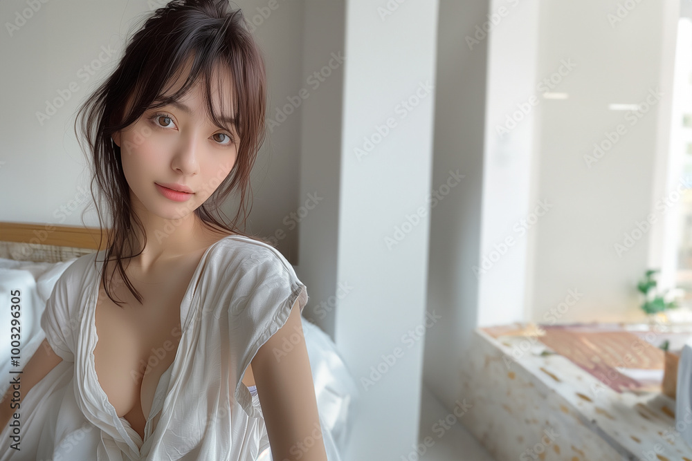 白ワンピースで魅せるナチュラル美人 白ワンピースで魅せるナチュラル美人