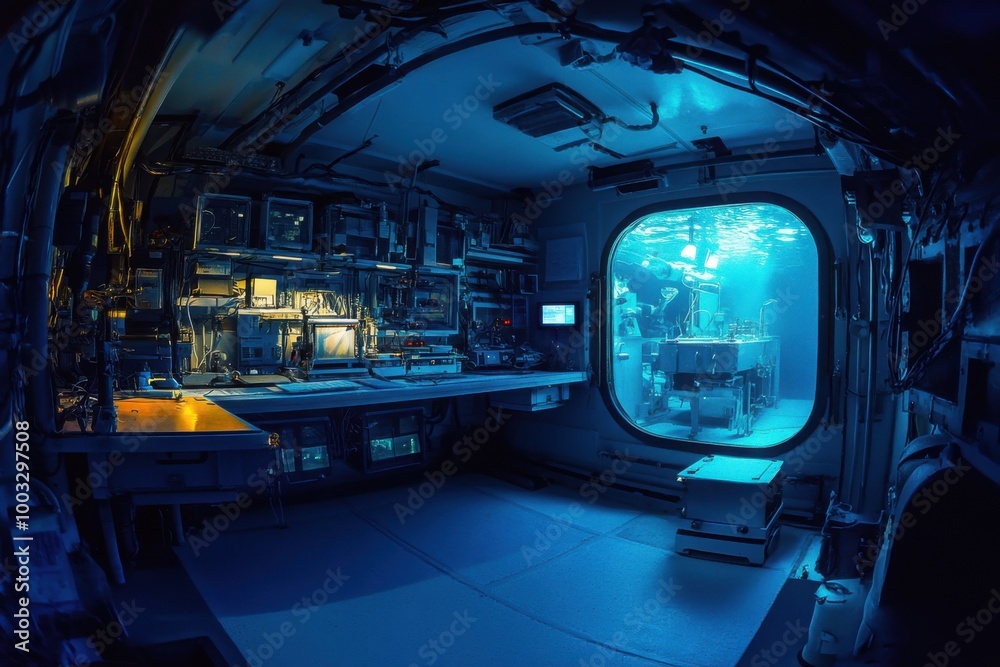 Underwater research station, with copy space Underwater research station, with copy space