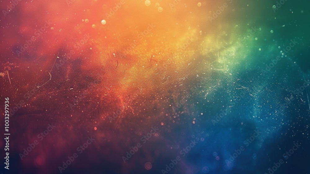 Fototapeta premium Abstract Background with Red, Orange, Yellow, Green, and Blue Hues and Scattered Light
