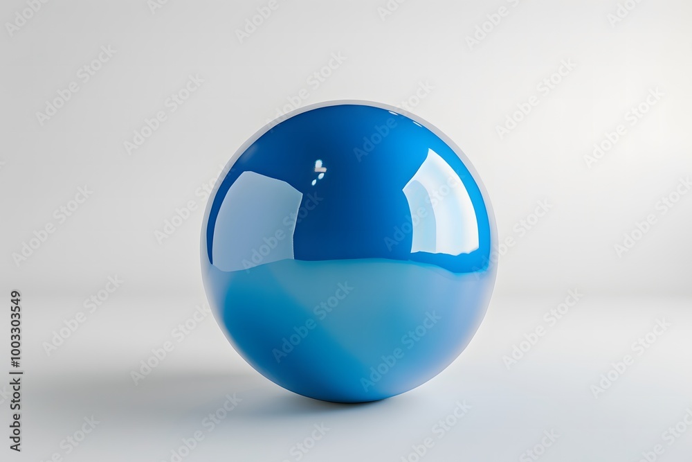 A detailed 3D rendering of a blue sphere with a glossy finish, placed on a white background A detailed 3D rendering of a blue sphere with a glossy finish, placed on a white background