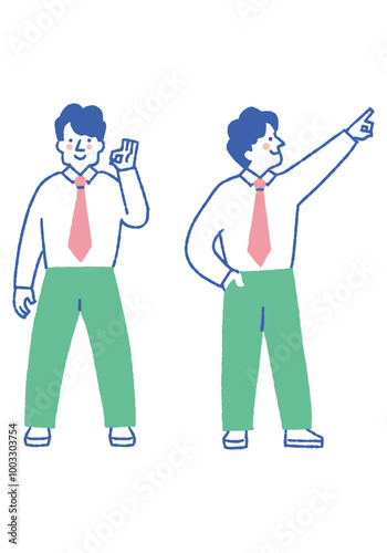 Man giving OK sign and pointing finger_Color