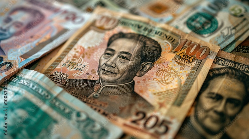 Close-up of a 100 Vietnamese Dong Banknote with Other Bills in the Background Close-up of a 100 Vietnamese Dong Banknote with Other Bills in the Background