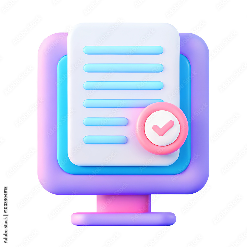 3D Render of a Document with a Checkmark Icon 3D Render of a Document with a Checkmark Icon