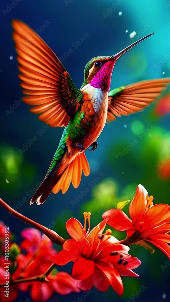 hummingbird feeding on flower