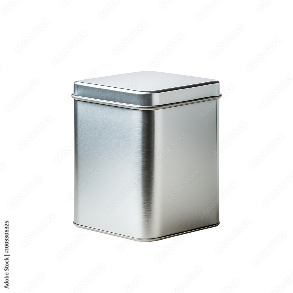 Silver Tin Box with Lid Isolated
