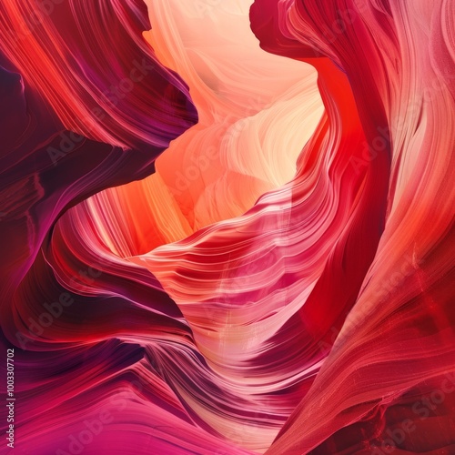 Waves of deep red and orange swirl together, revealing the intricate textures of a natural sandstone canyon, illuminated by the warm glow of sunset