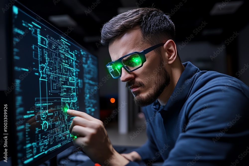 A high-tech city’s network being ethically hacked, with advanced AI and holographic systems glowing with green alerts as the hacker analyzes vulnerabilities A high-tech city’s network being ethically hacked, with advanced AI and holographic systems glowing with green alerts as the hacker analyzes vulnerabilities