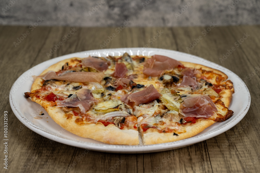Veggie pizza cooked to perfection with extra crispy crust Veggie pizza cooked to perfection with extra crispy crust