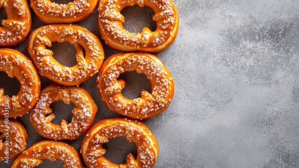 Fresh donuts with caramel glaze, topped coarse sugar Fresh donuts with caramel glaze, topped coarse sugar