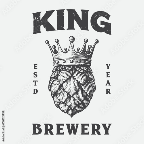 King beer logo design, crown with hops logo concept.