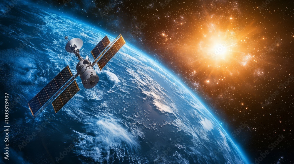 Astronomy banner with planet and spacecraft. Astronomy banner with planet and spacecraft.
