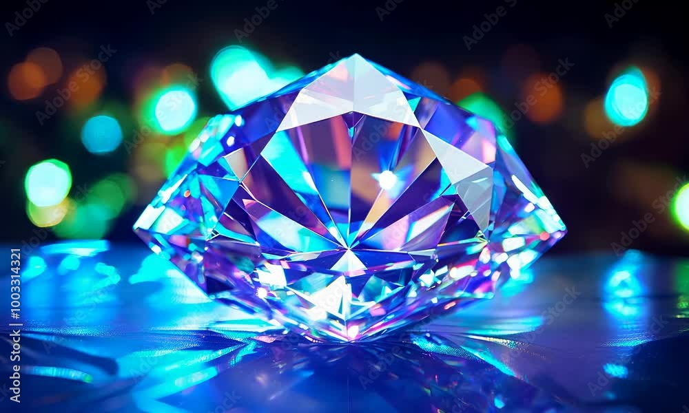 A diamond illuminated with red light A diamond illuminated with red light