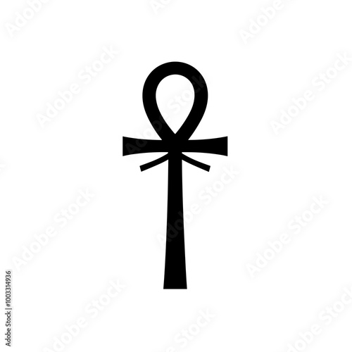 A minimalist black line icon of the ankh symbol, embodying themes of life and eternity. This design is ideal for use in graphic, web, and print media