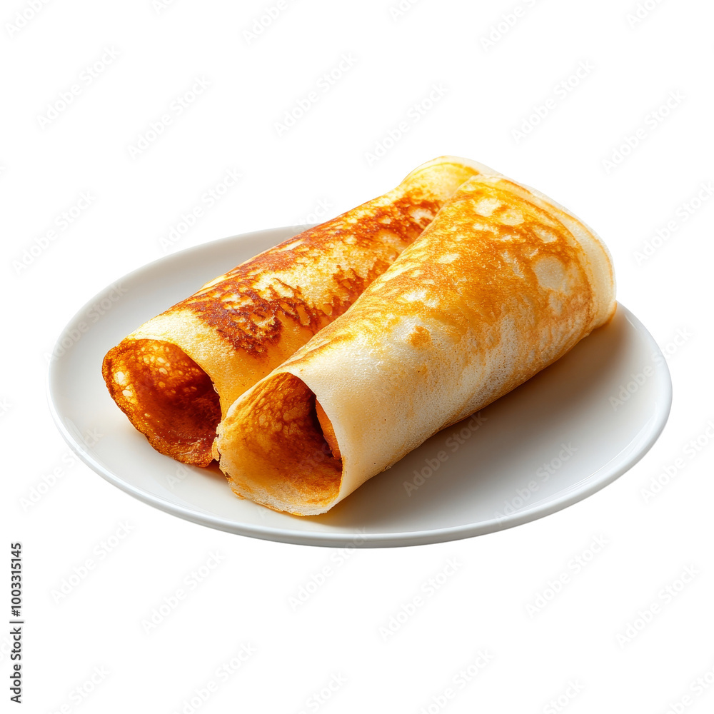 Delicious Rolled Pancakes Isolated Plate Delicious Rolled Pancakes Isolated Plate