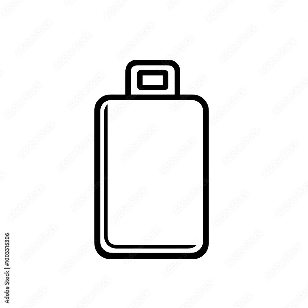 This design features a minimalist black line icon of a battery with a straightforward shape, perfect for representing energy, power, and charging This design features a minimalist black line icon of a battery with a straightforward shape, perfect for representing energy, power, and charging