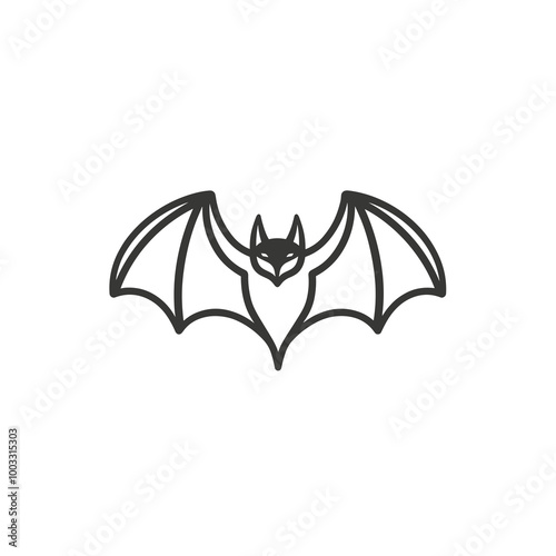 The vector icon depicts a bat hanging upside down with outstretched wings. The design features clean lines and a minimalist aesthetic suitable for diverse applications