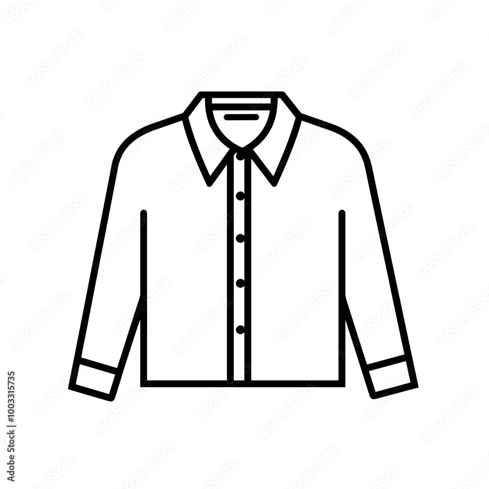This vector icon features a minimalist black and white design of a button-down shirt, showcasing a classic style suitable for various graphic applications This vector icon features a minimalist black and white design of a button-down shirt, showcasing a classic style suitable for various graphic applications