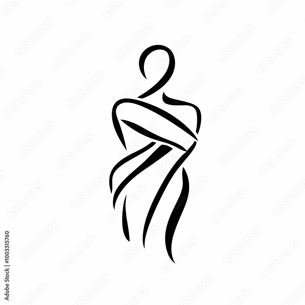 This vector icon features a minimalist human or woman figure wrapped in graceful lines, showcasing elegance and artistry while providing a versatile design element for creative projects This vector icon features a minimalist human or woman figure wrapped in graceful lines, showcasing elegance and artistry while providing a versatile design element for creative projects