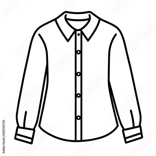 This simple black line icon illustrates a long-sleeved button-up shirt, perfect for creating stylish graphics in digital design or fashion-related projects