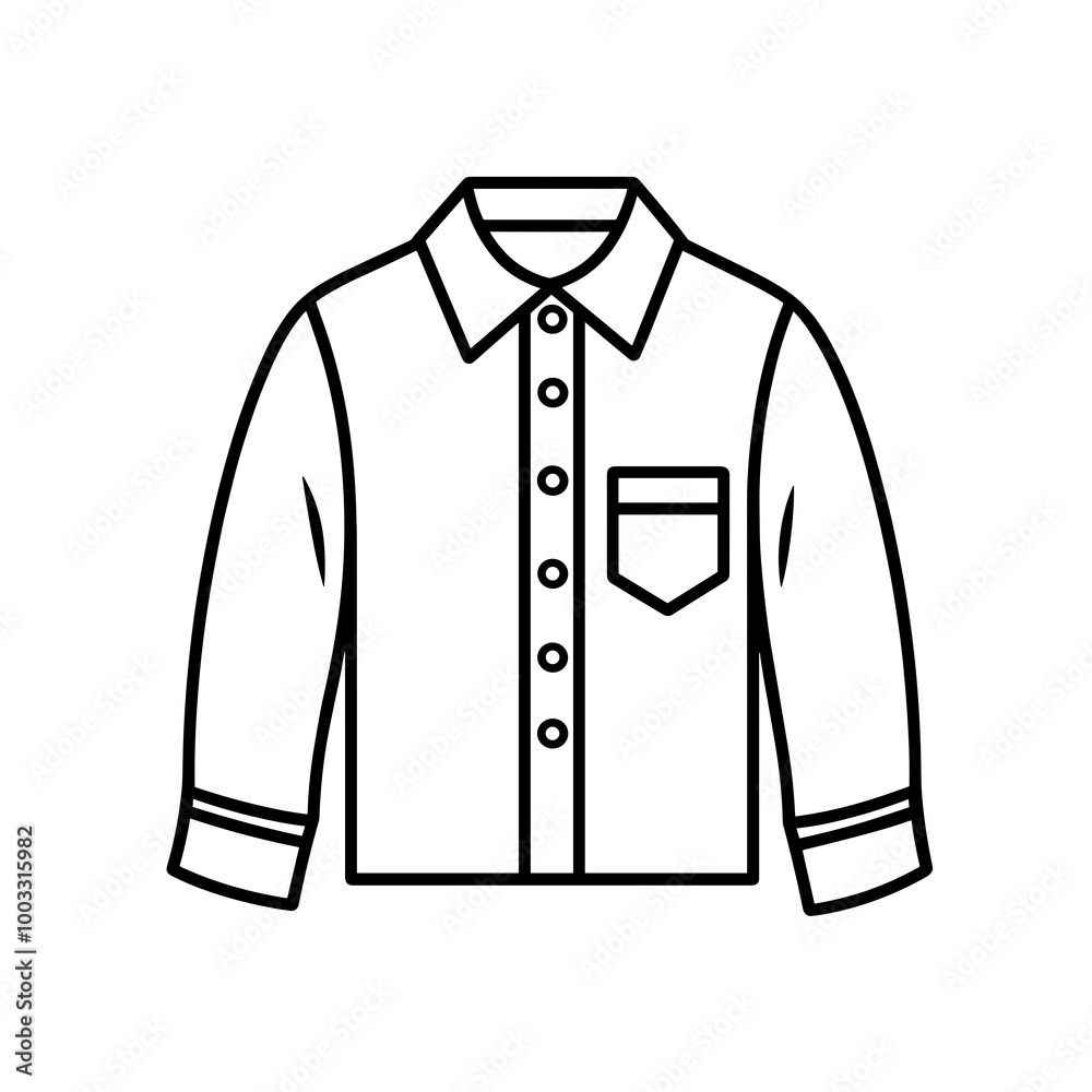 This vector icon showcases a classic shirt design featuring a button-down front and a single pocket on the chest, perfect for various graphic uses This vector icon showcases a classic shirt design featuring a button-down front and a single pocket on the chest, perfect for various graphic uses