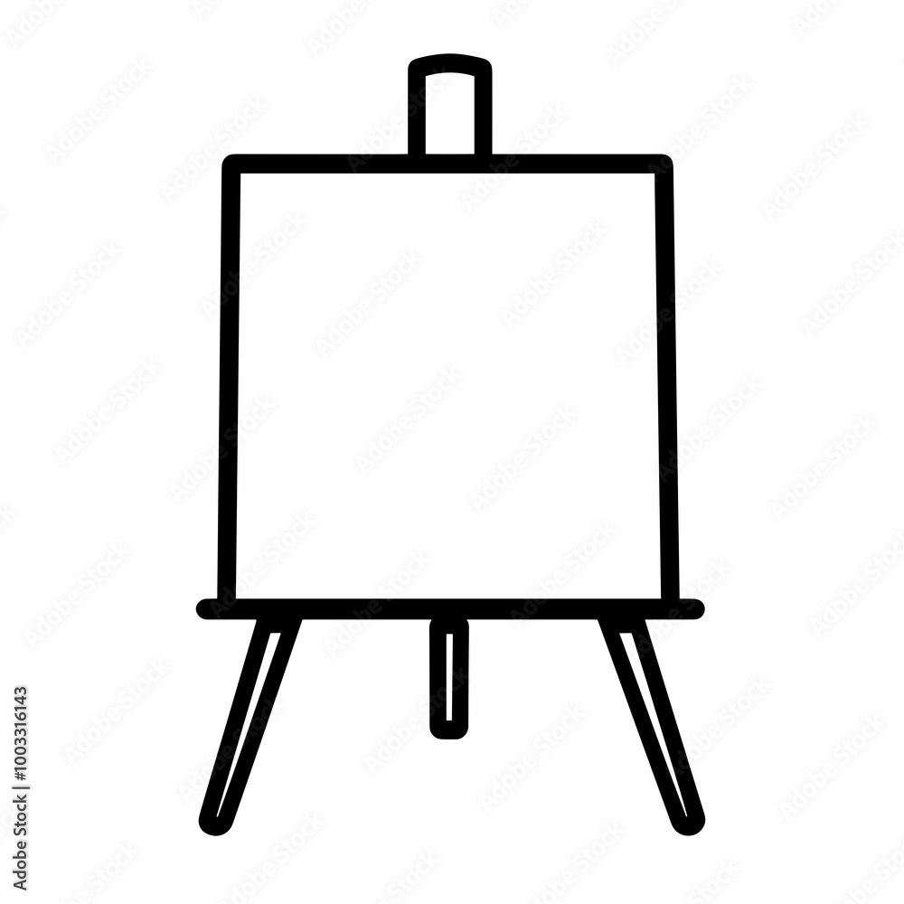 This simple line icon depicts a blank easel, commonly used in art and design. It represents creativity and artistic expression in various applications This simple line icon depicts a blank easel, commonly used in art and design. It represents creativity and artistic expression in various applications