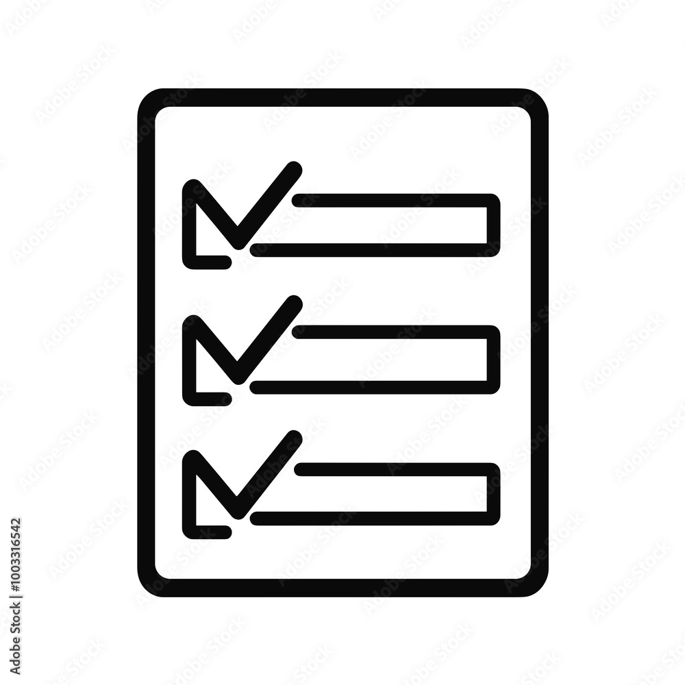 This vector icon features a minimalist task list design with checkmarks, offering a clean and straightforward way to manage and track activities This vector icon features a minimalist task list design with checkmarks, offering a clean and straightforward way to manage and track activities