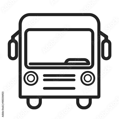 This illustration features a basic black line drawing of a bus, ideal for use in transportation apps, signage, or educational materials focused on public transit concepts