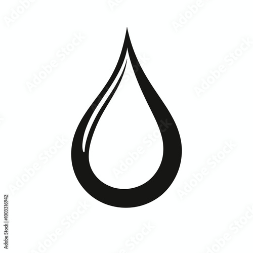 This vector icon features a minimalist water drop design, perfect for use in various digital and print media, emphasizing themes of hydration and nature