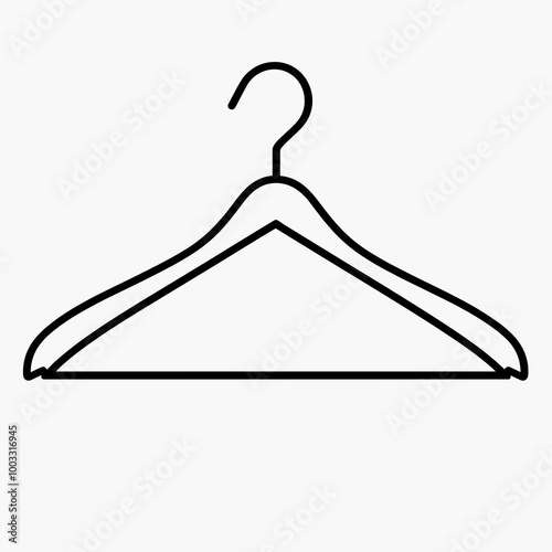 This simple line icon depicts a clothes hanger, commonly used in fashion design and organization, showcasing a sleek and modern aesthetic for various applications