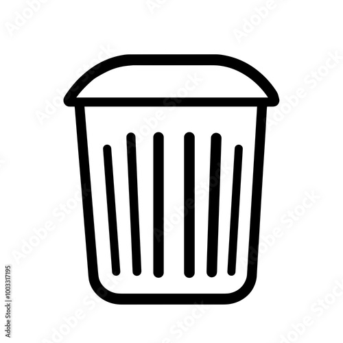 This representation showcases a basic black outline of a bin, emphasizing simplicity and functionality for effective waste management