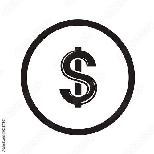 Wallpaper Mural A clean, minimalist vector icon featuring a dollar symbol enclosed in a bold circular outline, ideal for applications related to finance, budgeting, or commerce Torontodigital.ca
