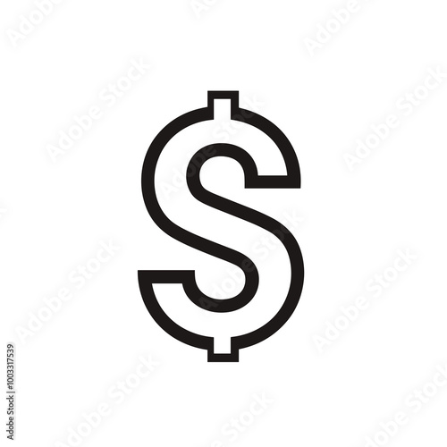 The design features a minimalist black dollar sign in a simple line style, ideal for representing financial transactions and economic discussions