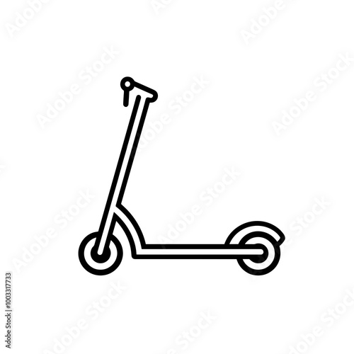 This graphic features a clean, simple line icon of a scooter, representing modern urban transportation and easy commuting options for city dwellers