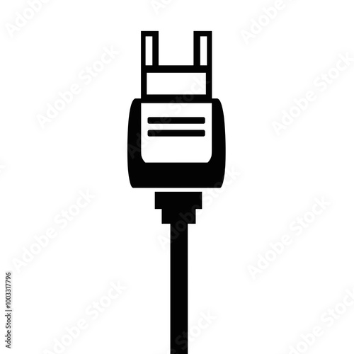 This vector icon features a cable with a simple line interface, symbolizing connections in electronic systems, suitable for various tech-related applications