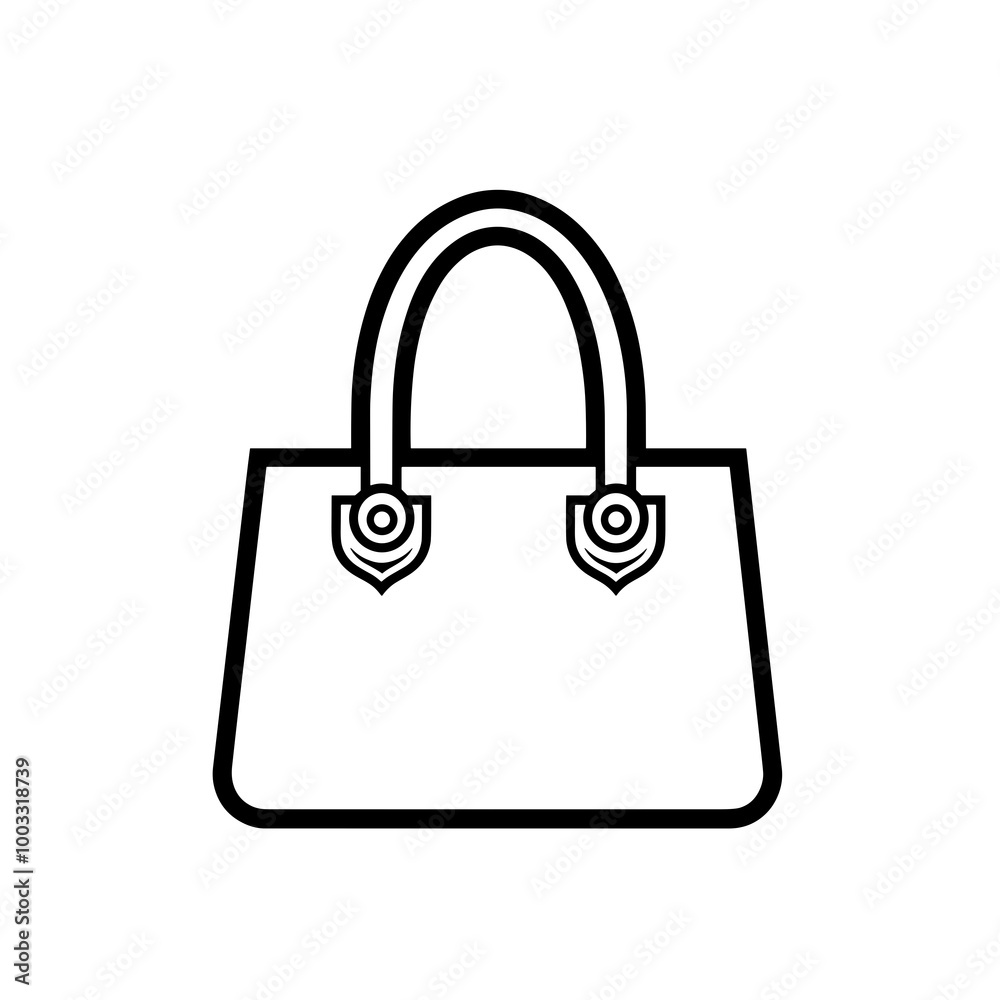 This graphic features a minimalist black line drawing of a handbag, emphasizing its stylish and functional design ideal for fashion branding and accessories This graphic features a minimalist black line drawing of a handbag, emphasizing its stylish and functional design ideal for fashion branding and accessories
