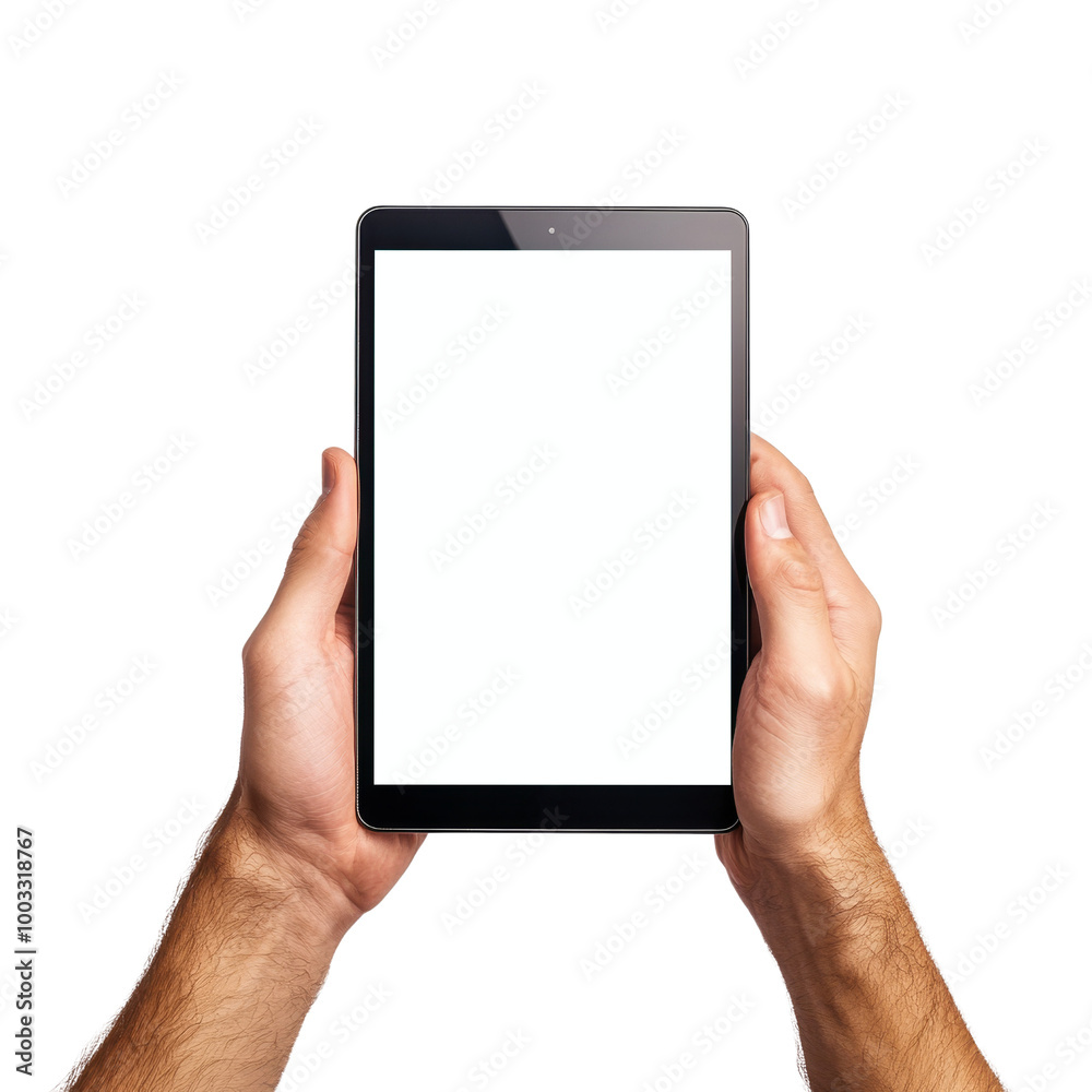 Man Holding Digital Tablet With Blank Screen Man Holding Digital Tablet With Blank Screen