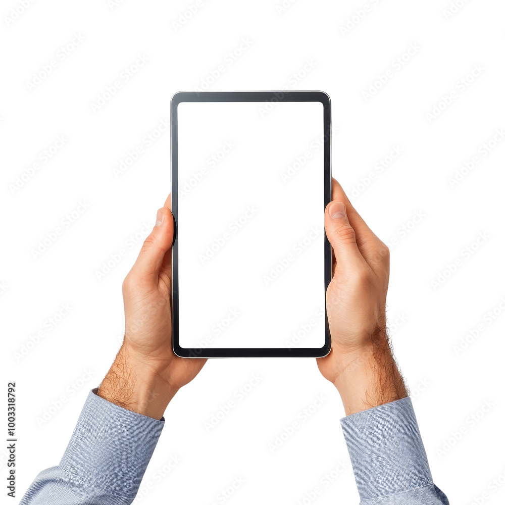 Hands Holding Tablet with Blank Screen Hands Holding Tablet with Blank Screen