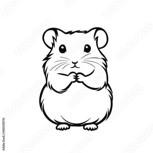 This charming illustration features a hamster in a playful pose, nibbling on a simple line, showcasing its adorable character and design elements