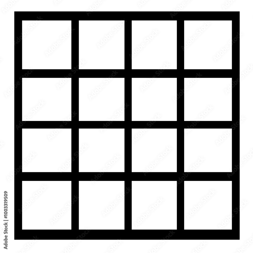 This vector icon features a grid layout composed of neatly arranged squares, ideal for representing tiles in various user interface designs This vector icon features a grid layout composed of neatly arranged squares, ideal for representing tiles in various user interface designs