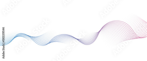 Flowing Dot Wave halftone gradient pattern on transparent background