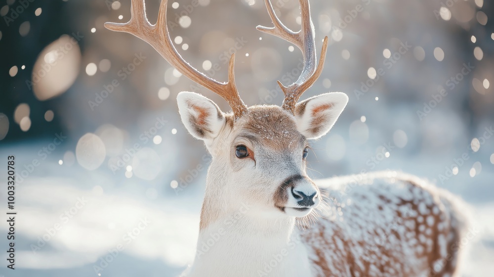 Majestic deer in snowy winter forest Majestic deer in snowy winter forest