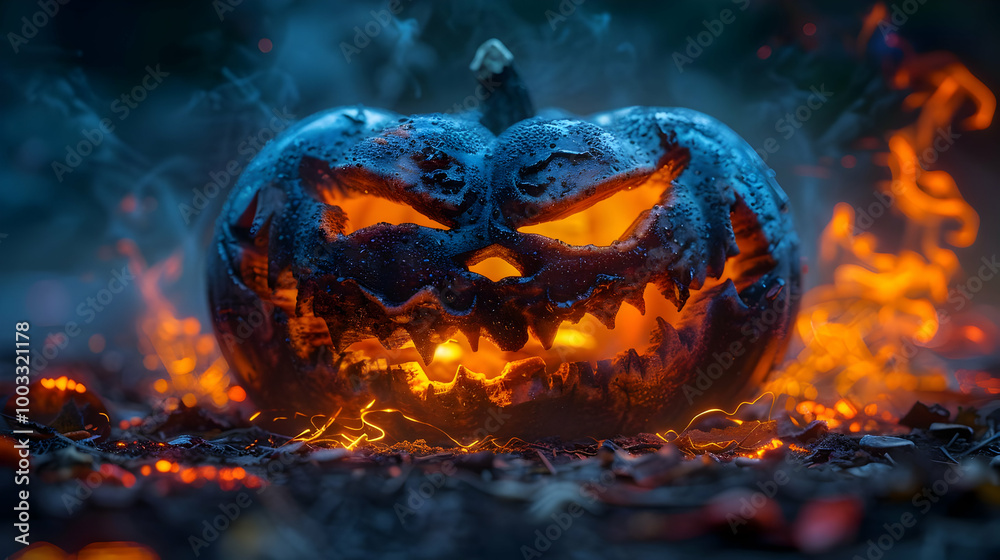 Burning Jack-O-Lantern Halloween Illustration Burning Jack-O-Lantern Halloween Illustration
