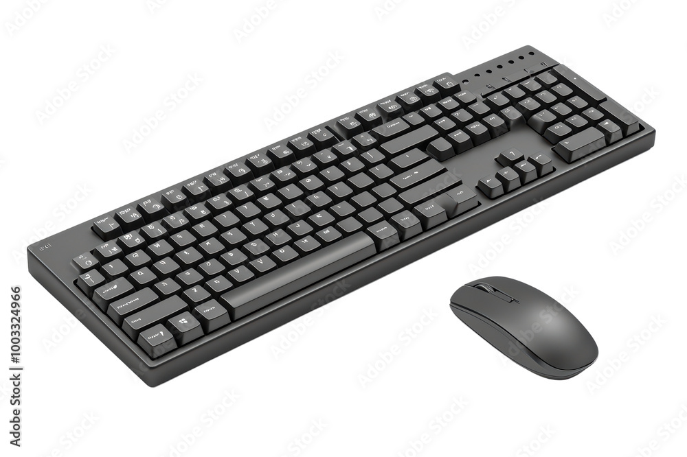 Black computer keyboard and mouse on white isolated background. isolated on transparent background. Black computer keyboard and mouse on white isolated background. isolated on transparent background.