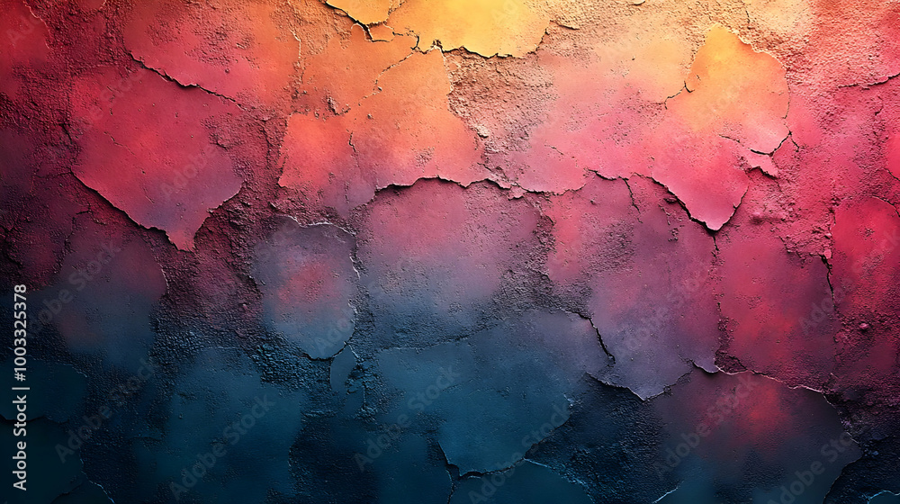 Abstract Background of Cracked Wall with Blue, Red, and Yellow Colors Abstract Background of Cracked Wall with Blue, Red, and Yellow Colors