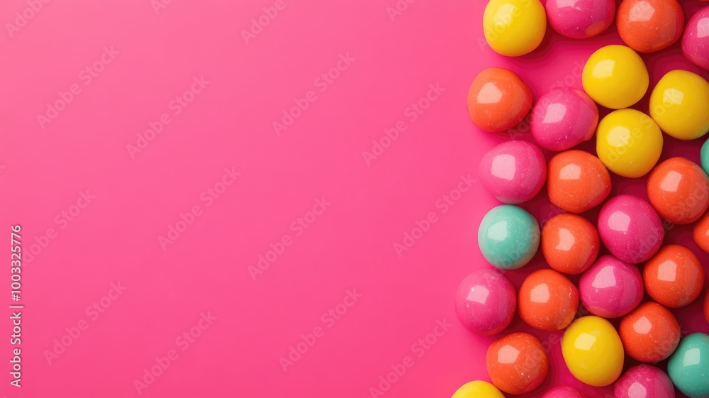 Obraz premium Vibrant colored candy on pink background