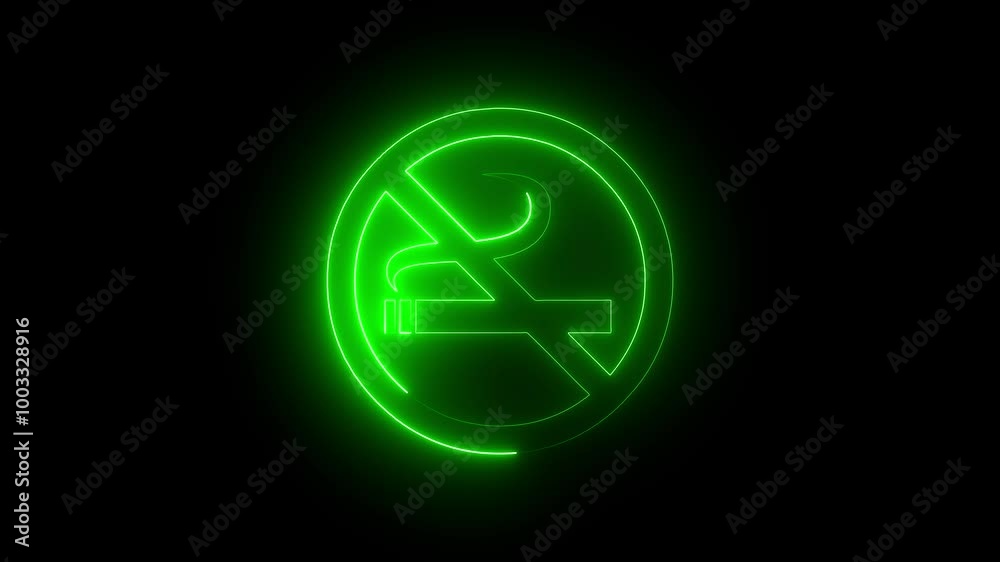 Abstract neon No smoking icon animation Abstract neon No smoking icon animation