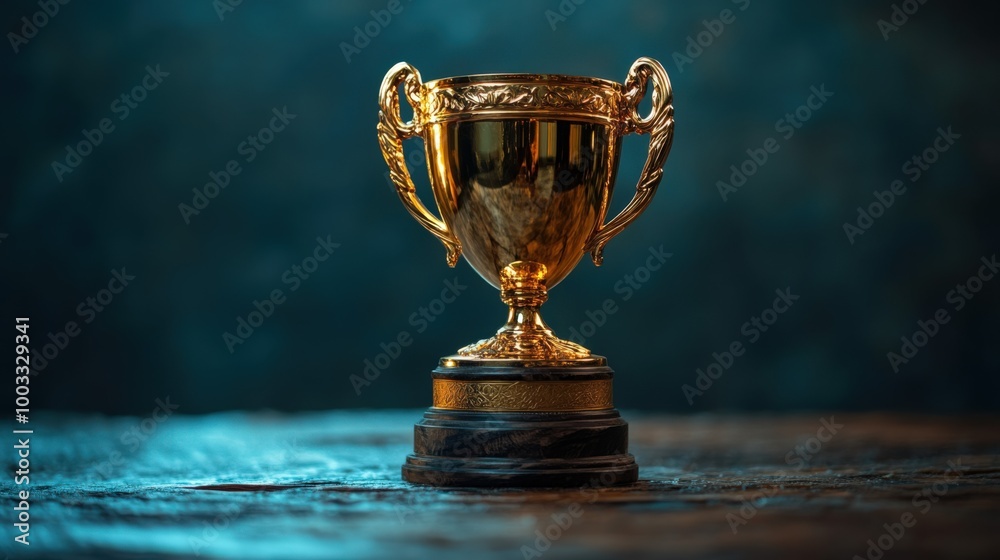Prestigious Golden Trophy Representing Success Prestigious Golden Trophy Representing Success
