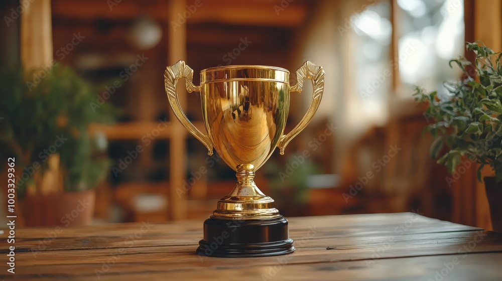 Prestigious Golden Trophy Representing Success Prestigious Golden Trophy Representing Success